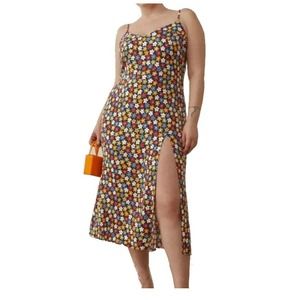 Reformation Crimini Dress Slip Midi Danica Retro Floral Daisy Print 0 NWOT.